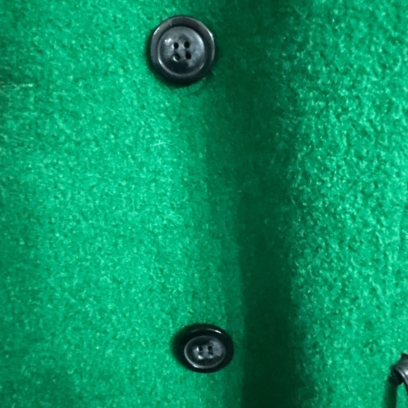 Sebby Emerald Green Pea Coat with Black Leather Accents XL - Picture 12 of 13